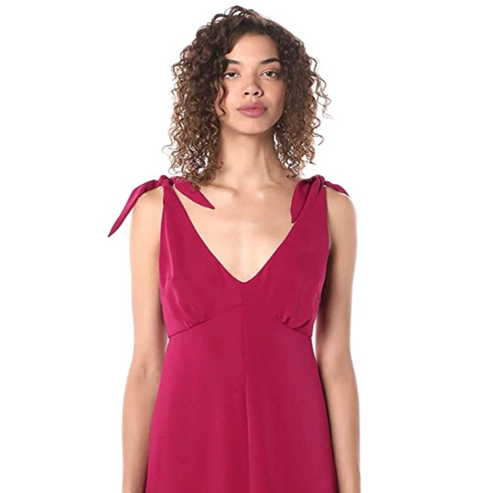 Carolina Soft Crepe Tie Strap Dress w/ Front Slit